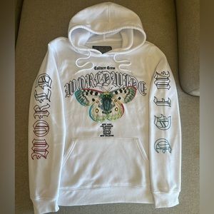 White unisex pullover hoodie Men’s size medium Culture crew